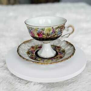 Vintage Tea Cup and Saucer, Enesco Imports Japan, Victorian Courting Couples